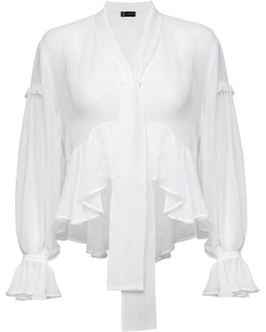 Audrey Vallens Miss Av Chiffon Ruffle Shirt - White