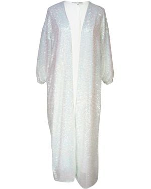 Jennafer Grace Moonstone Blanc Sequin Cocoon Jacket - White
