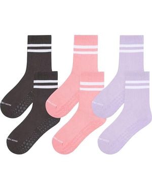 HIGH HEEL JUNGLE by KATHRYN EISMAN Varsity Pilates Yoga Grip Socks - Pink