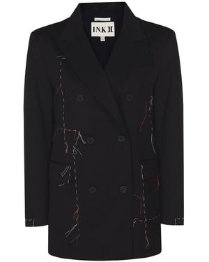 In.k Ii Hand-Color Stitch Loosefit Blazer - Black