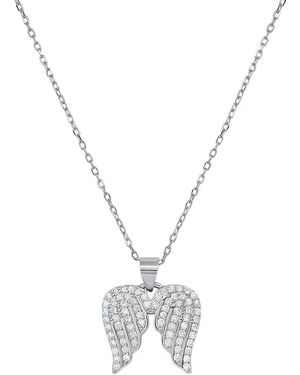Kylie Harper Sterling Diamond Angel Wings Pendant - Metallic