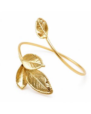 Mother Nature Jewelry Rose Leaves Bracelet, Handmade Statement Cuff - Metallic