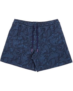 lords of harlech Silus Paisley Romance Interlock Shorts - Blue