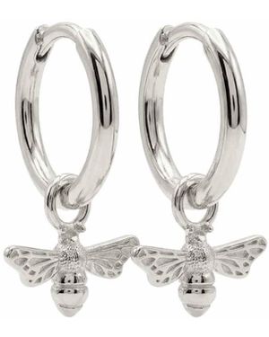 Dainty London Bumble Bee Huggie Hoop Earrings - Metallic