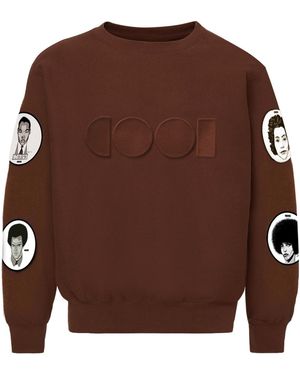 COOL Creative Sweatshirt With Icon Patches - Brown