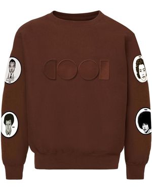 COOL Creative Sweatshirt With Icon Patches - Brown