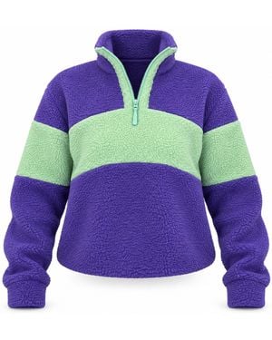 Girl In Mind Beau 3/4 Zip Contrast Panel Fleece - Purple