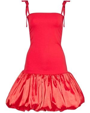 Amy Lynn Alexa Satin Puffball Ultra Mini Dress - Red