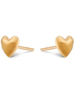 7879 Heart Stud Earrings - Metallic
