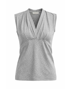 Conquista Draped Empire Sleeveless Top - Grey