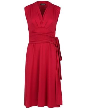 Conquista Chili Pepper Sleeveless V-Neck Wrap Dress – Soft Viscose Jersey - Red