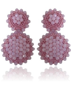 PINAR OZEVLAT Sunflower Drop Earrings Rose - Purple