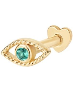 Vanhi 14K Solid Lab-Grown Diamond Evil Eye Flat Back Stud - Metallic