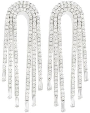 Maison De Gala Arch Fringe Statement Earrings - White