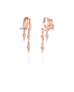 Aaria London Lynx Stacked Triple Hoop Huggie Illusion Earrings - Pink