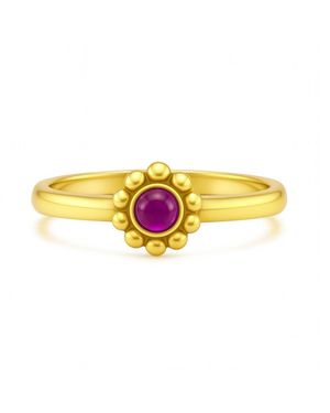 Unaloe Sterling With Plated With Stone Ring – Symbolic, Nature-Inspired, Adjustable - Yellow