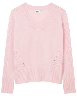Loop Cashmere V Neck Lofty Sweatshirt - Pink