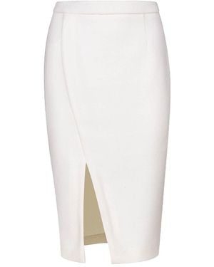 Conquista Neutrals Off Faux Mouflon Pencil Skirt - White