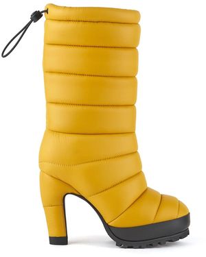 United Nude Quilted Puffer Knee-High Lug Boots - Yellow