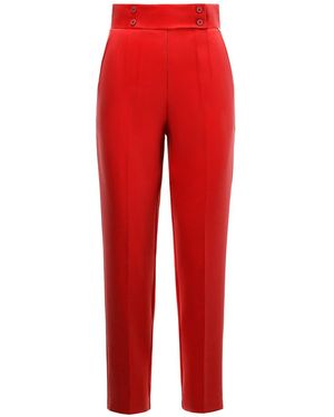 Nissa High Waisted Slim Pants - Red