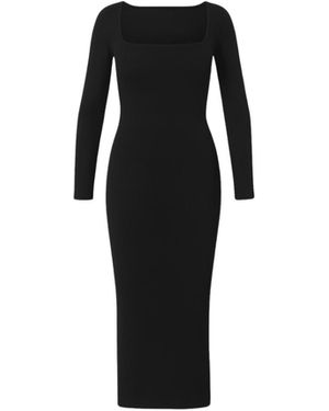 Heima Er Gott Anetta Sculpting Ribbed Cotton Maxi Dress - Black