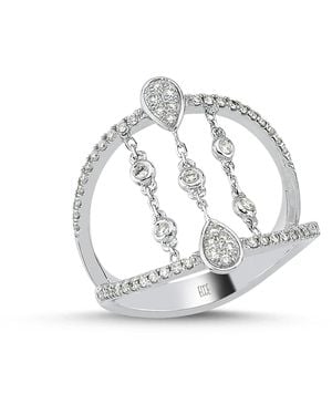 Ecce | Artisan Diamonds Solid 18Ct Drop Chain Link Diamond Ring - Metallic