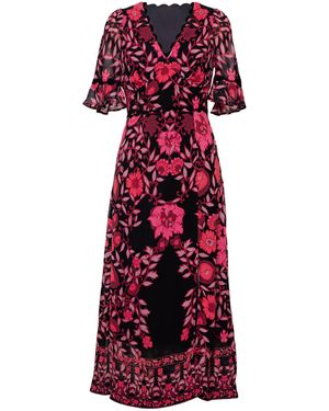 Rose & Nancy Miriam Mirror Floral Print Maxi Dress - Red
