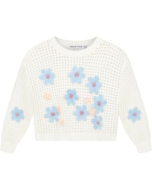 Sour Figs Daisy Detail Knit Jumper - White
