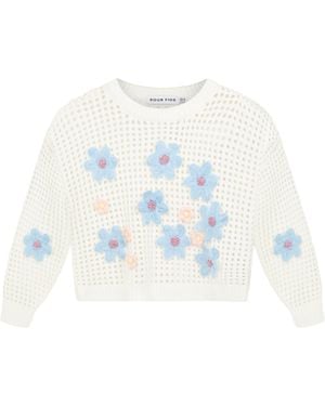 Sour Figs Daisy Detail Knit Jumper - White