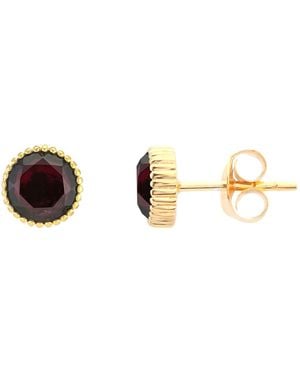 Auree Barcelona January Garnet Birthstone Stud Earrings - Metallic