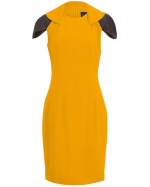 Layo G Stretch Zip Collar Midi Dress - Yellow