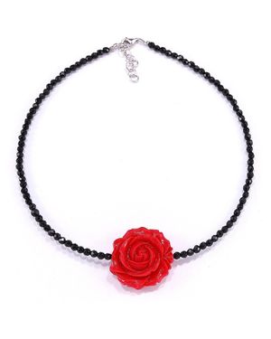 Mineralgems•Studio Mini Onyx Choker With Rose - Red