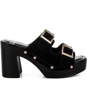 Rag & Co Zoane Studded Dual Buckle Platform - Black