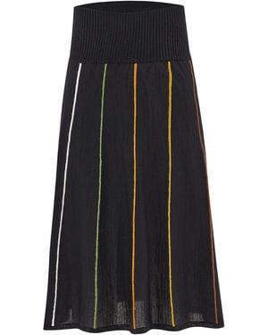 Peraluna 3D Colour Striped Knee Length Knitwear Skirt - Black