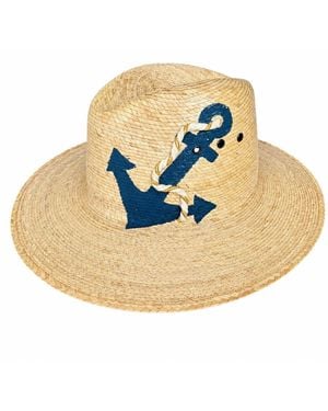Bella Soul Neutrals Nautical Painted Straw Hat - Metallic