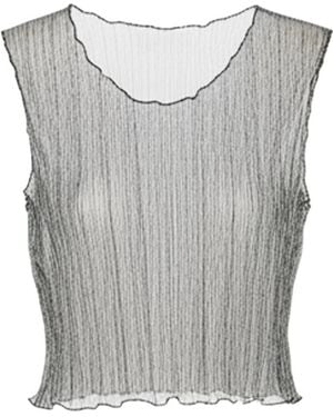 By Noa Rawitz Urania Plisse Sleeveless Crop Top - Gray
