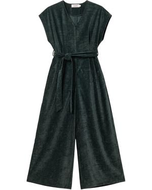 Louche Phoenix Matte Velvet Jumpsuit - Green