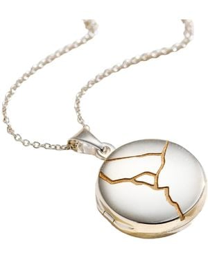 Posh Totty Designs Kintsugi Small Round Locket Necklace - Metallic