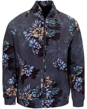 lords of harlech Neville Exotic Floral Printed Zip Jacket - Blue