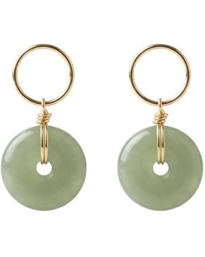 seree Coin Green Jade Hollow Earrings