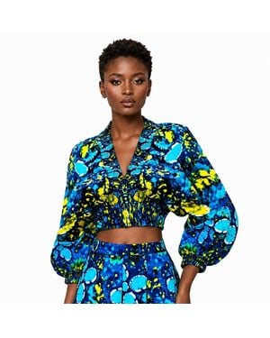 Chuks Collins Ajah Resort Collection-Adire Allure Top - Blue