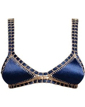 Luxsea Swimwear Lucia Shimmer Crochet Bikini Top - Blue