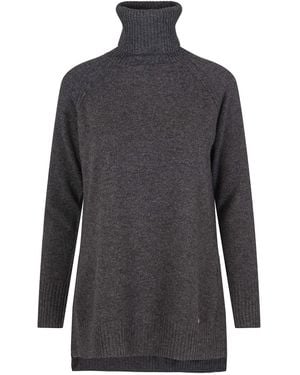 tirillm Abby A Line Long Turtle Neck Pullover, Charcoal Melange - Grey