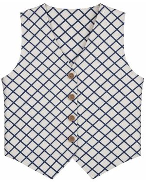 House of Gl Sage Tailored Cotton Vest Top With V-Neck And Button Front - White