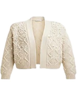 Saachi Pearl Embellished Ivory Cardigan - Natural