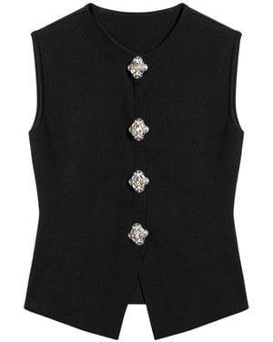 Nocturne Embellished Sleeveless Knit Top - Black