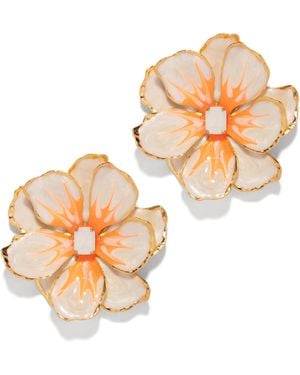 The Pink Reef Large Jewel Box Floral Earrings - Orange