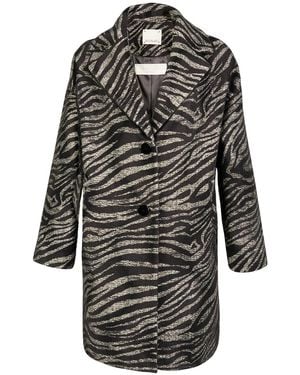 N'Onat Zebra Print Vegan Wool Coat - Black