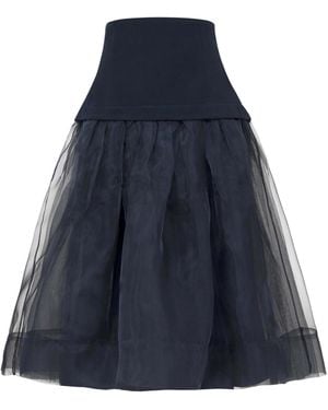 Tia Dorraine Swan Organza A-Line Midi Skirt - Blue