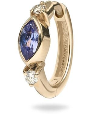 Zohreh Tanzanite & Diamond Huggie Hoop Earring 9K - Metallic